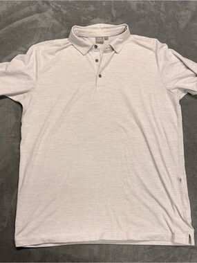 Ping Sensorcool Men's White Polo with Thin Gray Stripes